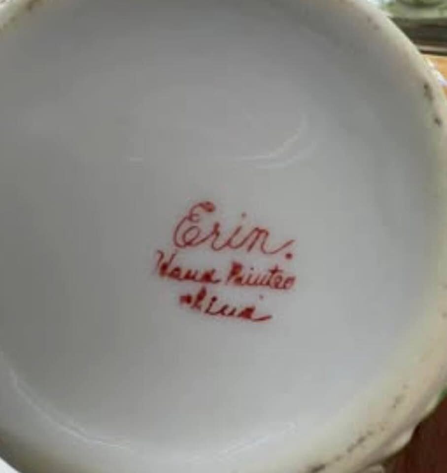 Rare Vintage Erin Ireland Bamboo Handle Shamrock China Tea Set (16-Piece) - photo 4