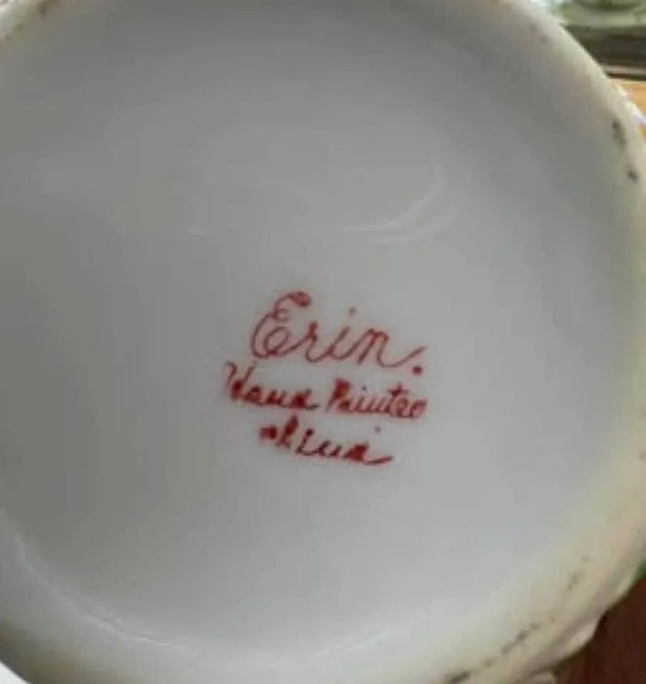 Rare Vintage Erin Ireland Bamboo Handle Shamrock China Tea Set (16-Piece) - photo 4