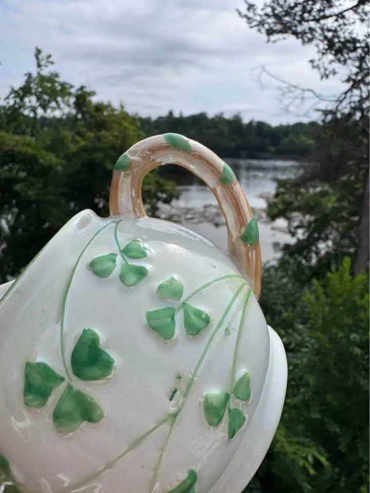 Rare Vintage Erin Ireland Bamboo Handle Shamrock China Tea Set (16-Piece) - photo 9