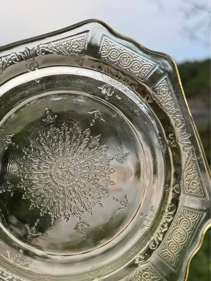 Vintage 1930s Anchor Hocking Princess Topaz Depression Glass Plate - 5.5" - photo 3