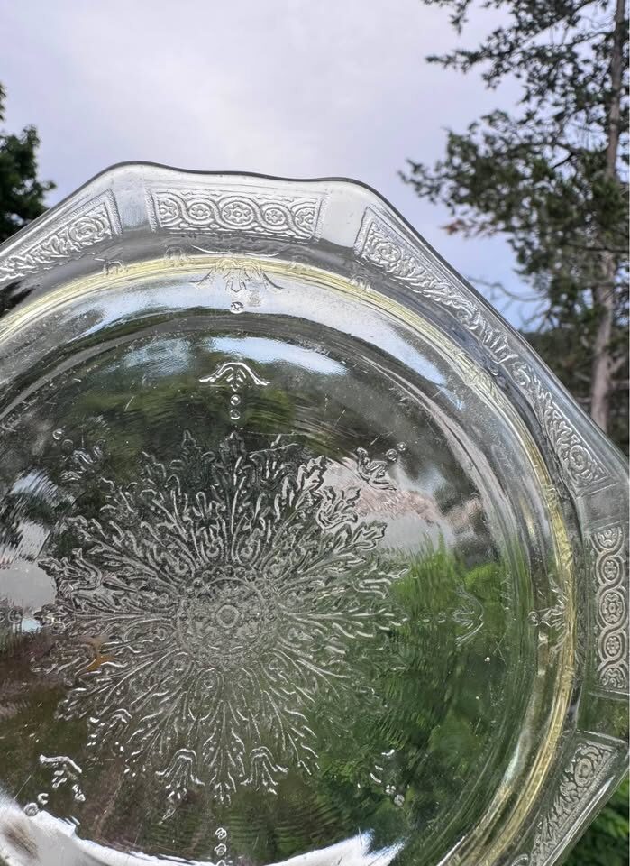 Vintage 1930s Anchor Hocking Princess Topaz Depression Glass Plate - 5.5" - photo 5