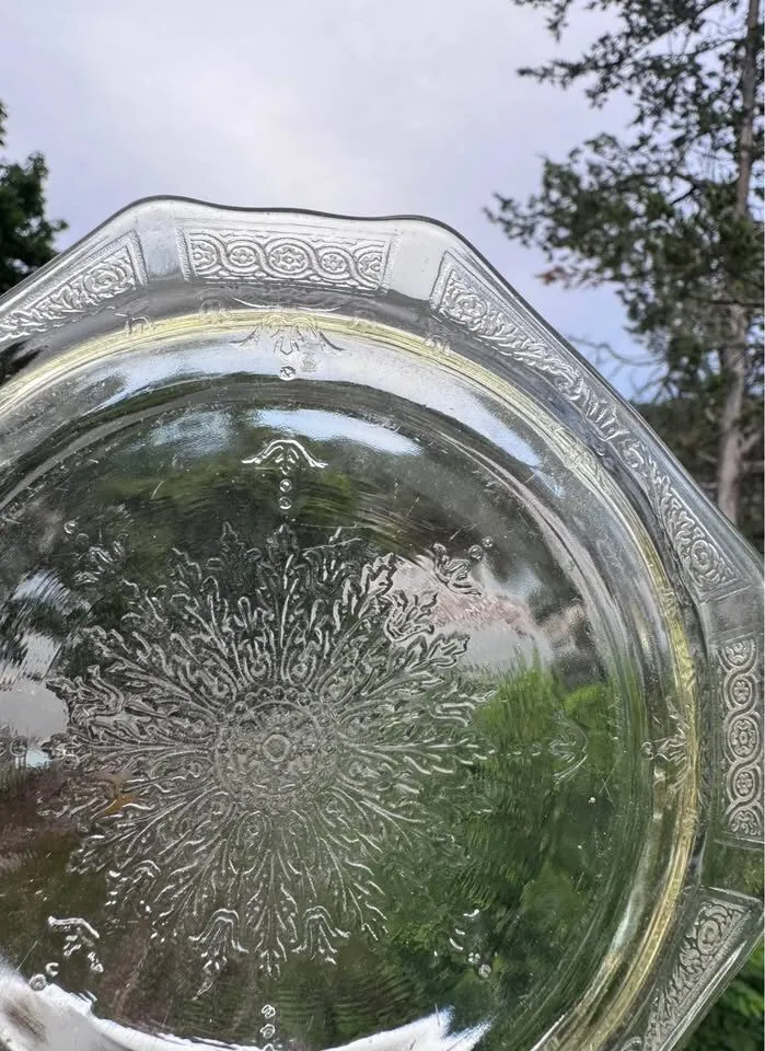 Vintage 1930s Anchor Hocking Princess Topaz Depression Glass Plate - 5.5" - photo 5