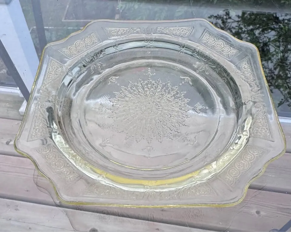 Vintage 1930s Anchor Hocking Princess Topaz Depression Glass Plate - 5.5" - photo 6