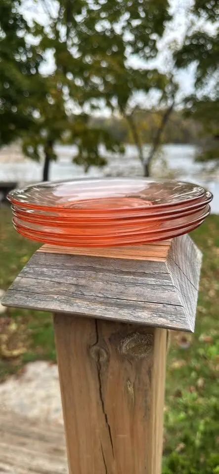 Set of 5 Vintage Pink Depression Glass Saucers / Small Plates - photo 4