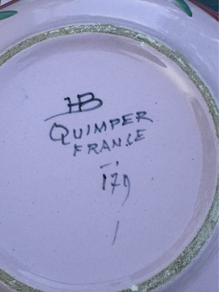 Rare Vintage Pink HB Quimper French Bowl (Pre-WWII / Repair Project) - photo 2