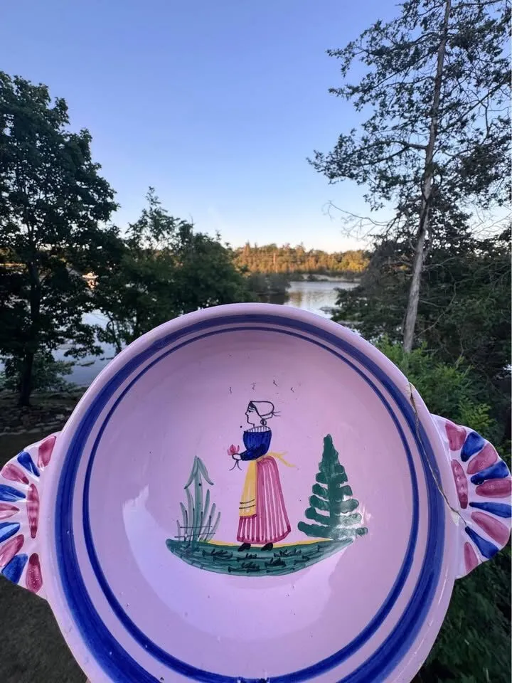Rare Vintage Pink HB Quimper French Bowl (Pre-WWII / Repair Project) - photo 5