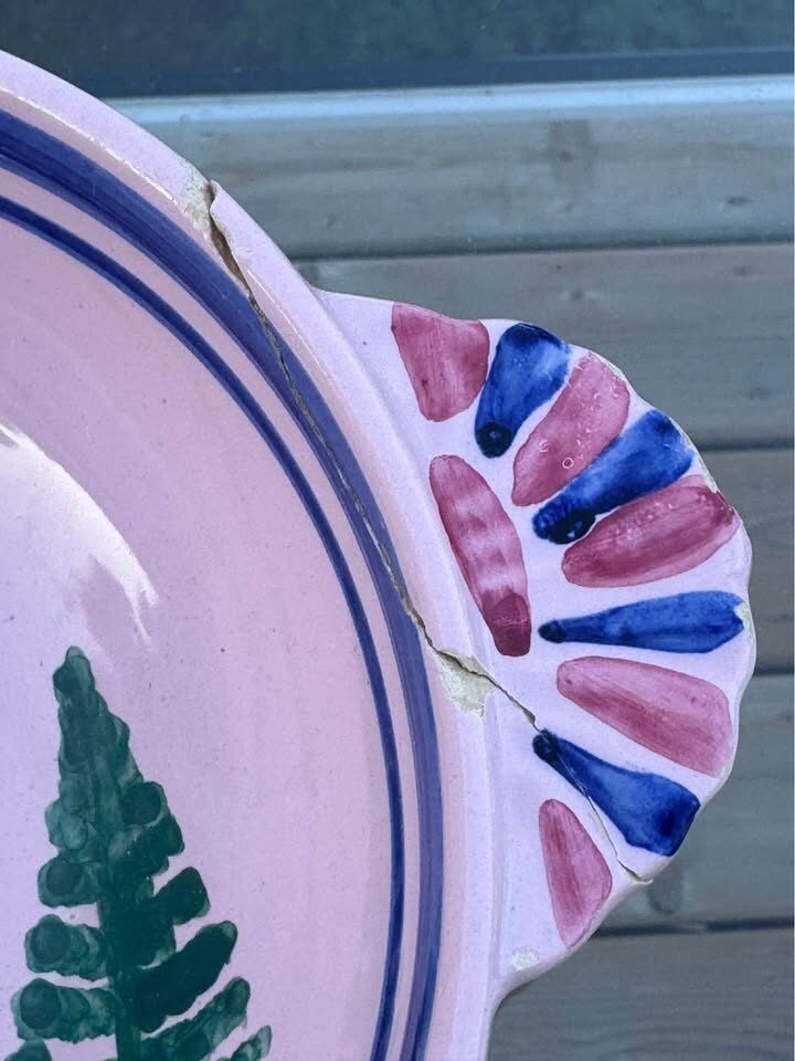 Rare Vintage Pink HB Quimper French Bowl (Pre-WWII / Repair Project) - photo 7
