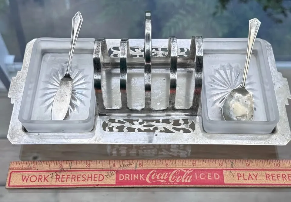 Rare 1930s Art Deco EPNS Silver Breakfast Set - 100% Complete with Patent - photo 10