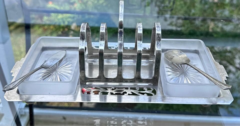 Rare 1930s Art Deco EPNS Silver Breakfast Set - 100% Complete with Patent - photo 2