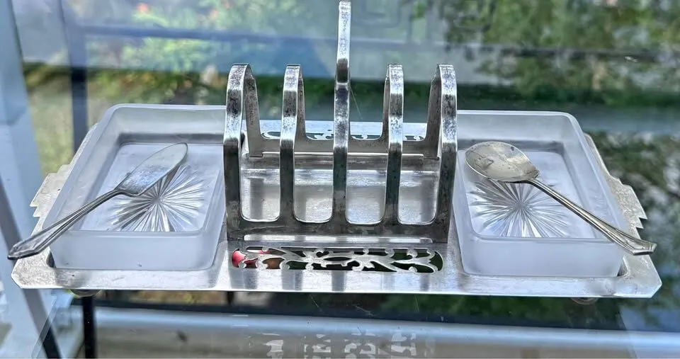 Rare 1930s Art Deco EPNS Silver Breakfast Set - 100% Complete with Patent - photo 2
