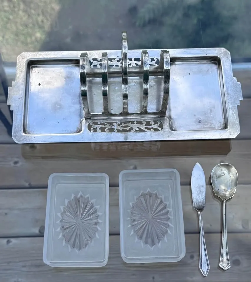 Rare 1930s Art Deco EPNS Silver Breakfast Set - 100% Complete with Patent - photo 3