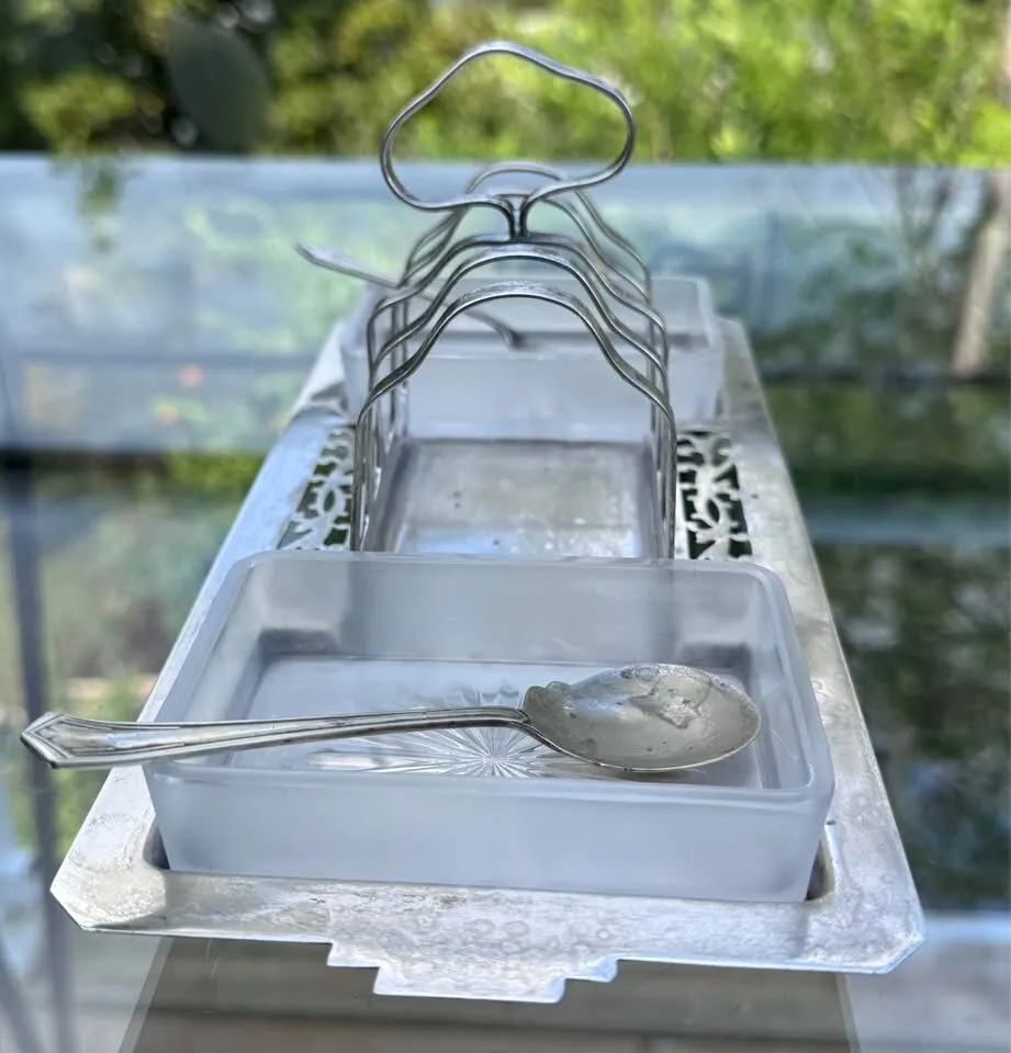 Rare 1930s Art Deco EPNS Silver Breakfast Set - 100% Complete with Patent - photo 6