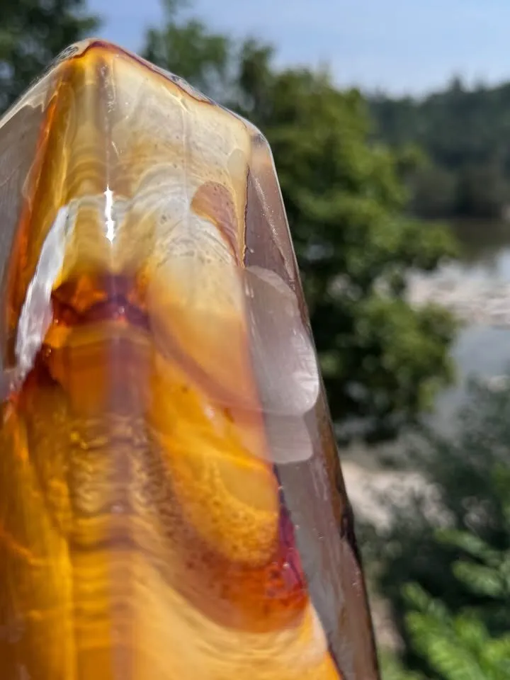 7" Amber Art Glass Purse Vase Heavy/Hand-Blown - photo 4