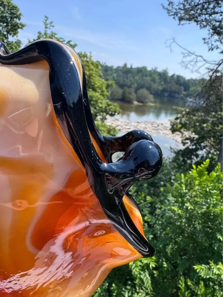 7" Amber Art Glass Purse Vase Heavy/Hand-Blown - photo 7