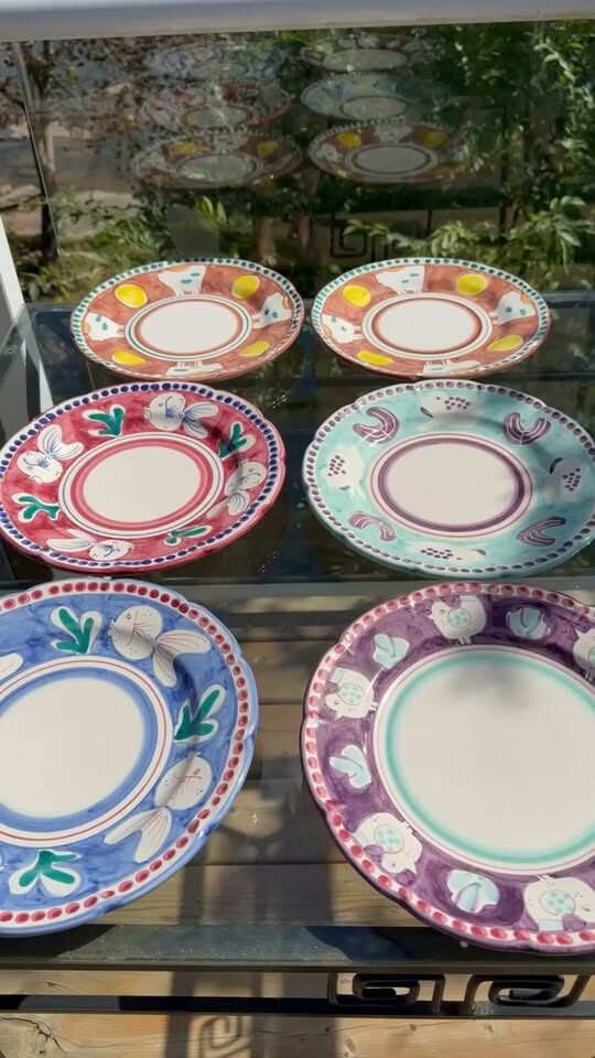 Vintage Nuova Vietri Italy Hand Painted Campagna Plates Whimsical Animals & Fish - photo 1