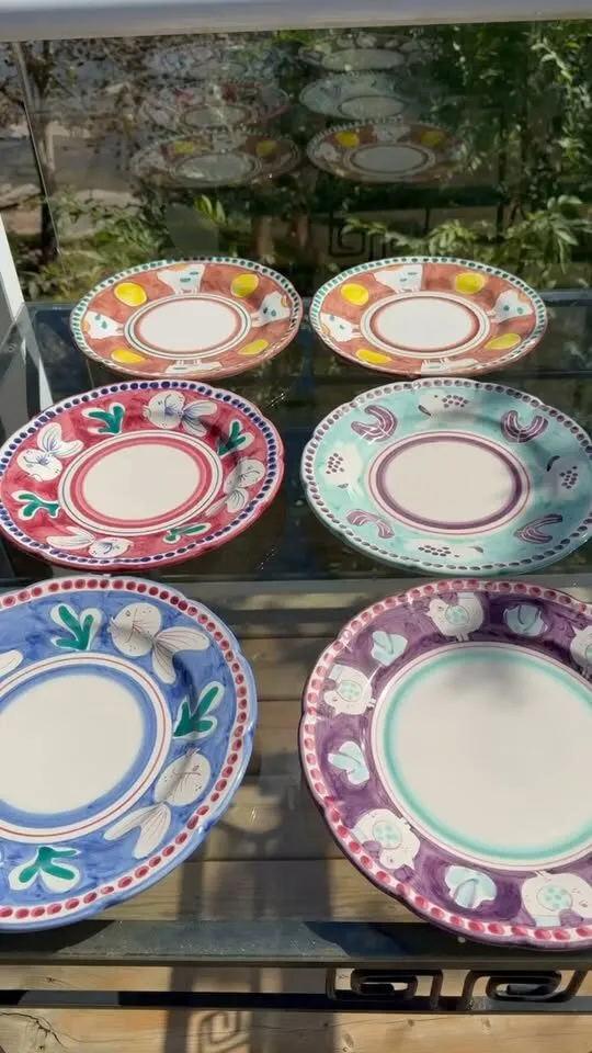 Vintage Nuova Vietri Italy Hand Painted Campagna Plates Whimsical Animals & Fish - photo 1
