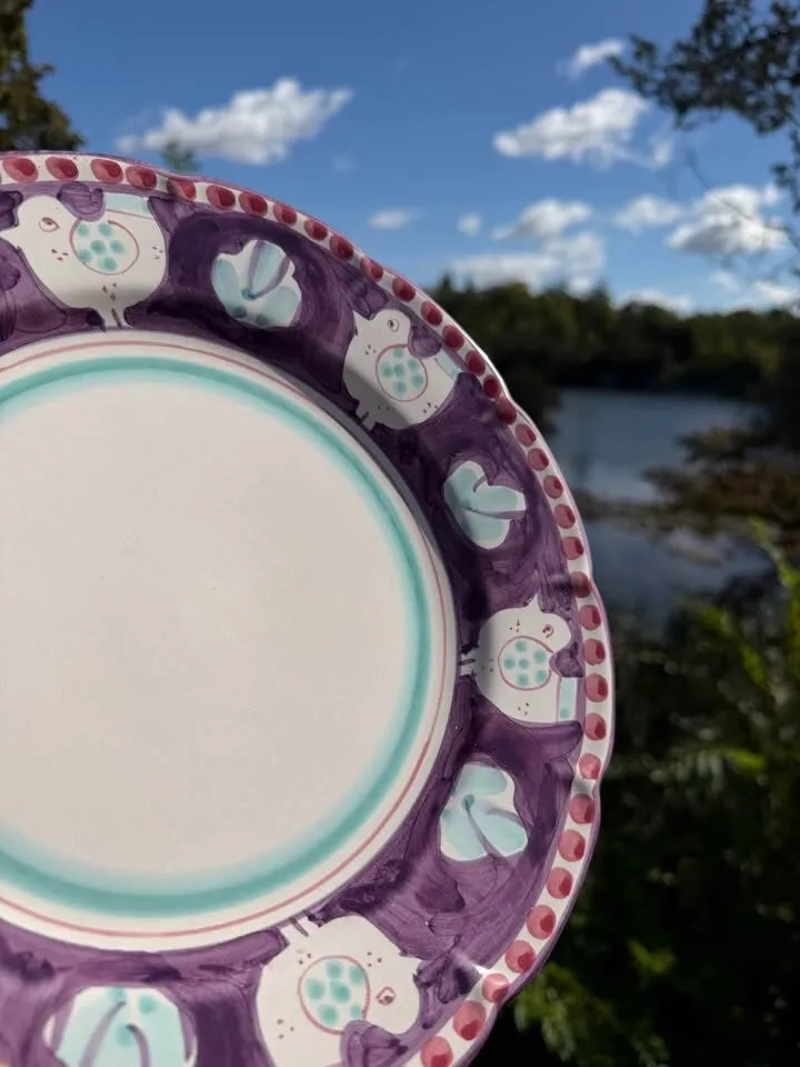 Vintage Nuova Vietri Italy Hand Painted Campagna Plates Whimsical Animals & Fish - photo 8