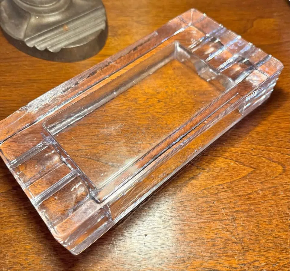 Heavy Clear Glass Mid Century modern Ashtray/Catchall - photo 1
