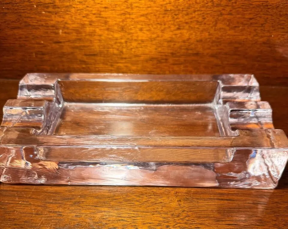 Heavy Clear Glass Mid Century modern Ashtray/Catchall - photo 3