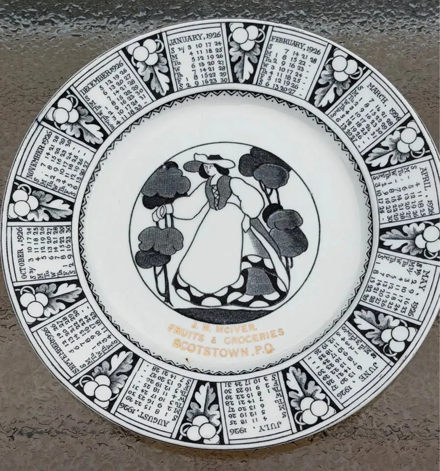 PRISTINE Scotstown Quebec Antique Calendar Plates (1915, 1926, 1933) – Museum-Quality Set - photo 6