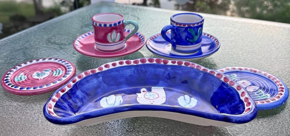 Authentic Solimene & Nuova Vietri Italian Ceramic Espresso/Coaster Set - photo 2