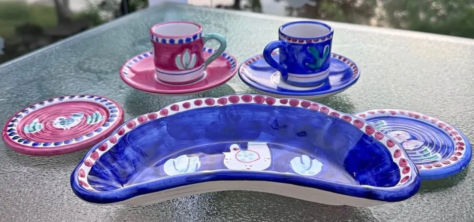 Authentic Solimene & Nuova Vietri Italian Ceramic Espresso/Coaster Set - photo 2