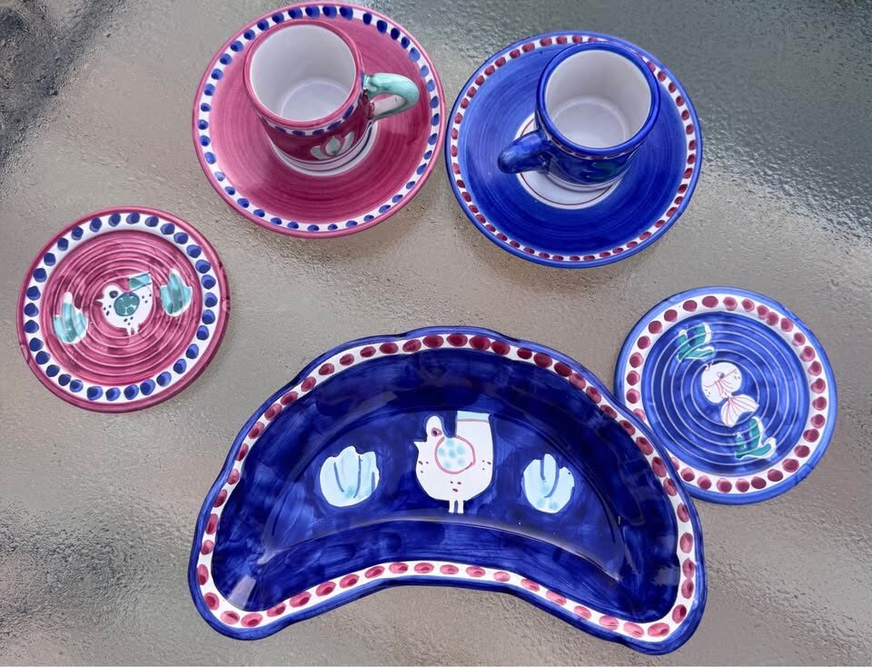 Authentic Solimene & Nuova Vietri Italian Ceramic Espresso/Coaster Set - photo 3