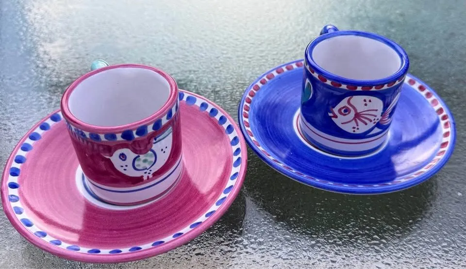 Authentic Solimene & Nuova Vietri Italian Ceramic Espresso/Coaster Set - photo 4