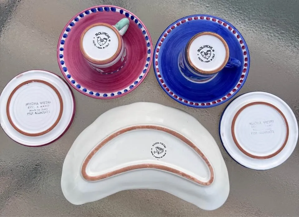 Authentic Solimene & Nuova Vietri Italian Ceramic Espresso/Coaster Set - photo 5