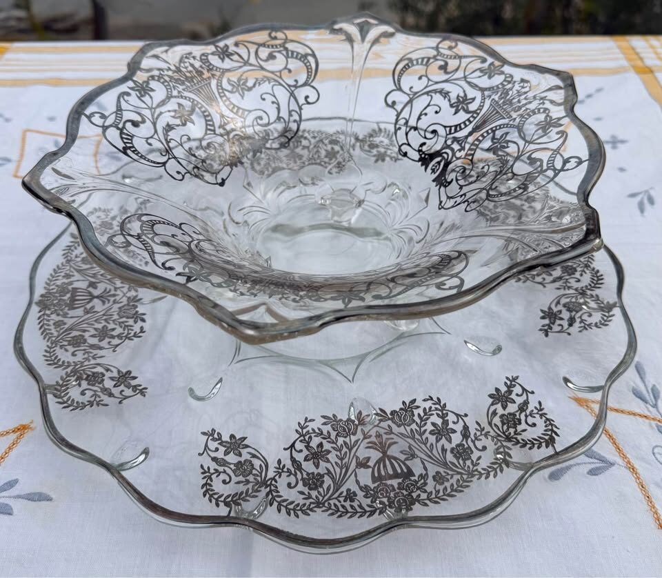 Vintage Sterling Silver Overlay Console Set - 2pc Wedding Centerpiece - photo 3