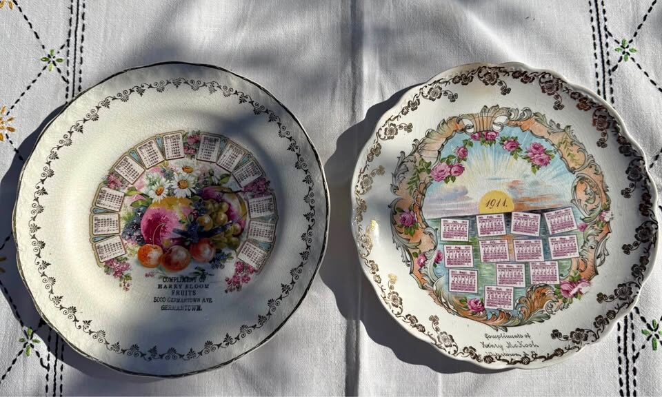 Antique 1911 & 1912 Calendar Plates Lot of 2 - McNicol & Homer Laughlin - photo 1