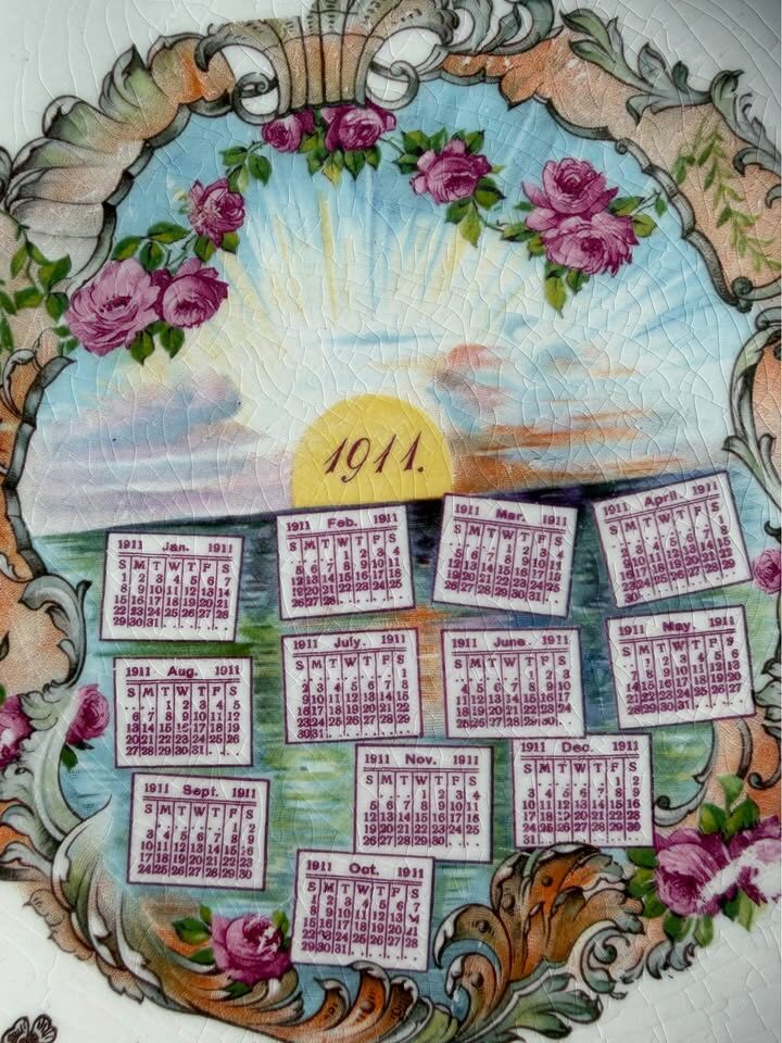 Antique 1911 & 1912 Calendar Plates Lot of 2 - McNicol & Homer Laughlin - photo 3