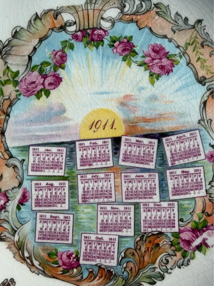 Antique 1911 & 1912 Calendar Plates Lot of 2 - McNicol & Homer Laughlin - photo 3