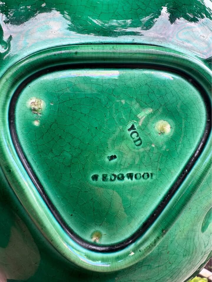 Antique Victorian Wedgwood Majolica Green Leaf Plate - September 1875 (Verified Date Code) Only One - photo 3