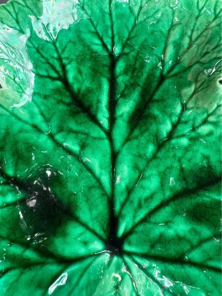 Antique Victorian Wedgwood Majolica Green Leaf Plate - September 1875 (Verified Date Code) Only One - photo 6