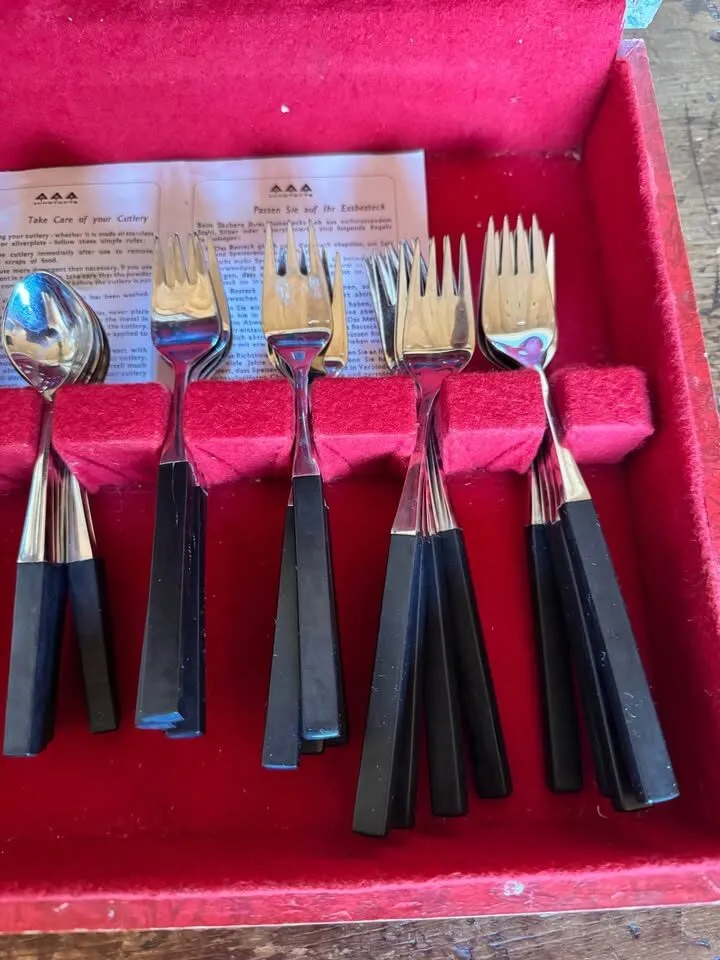 Lundtofte Opus Vintage Cutlery Set 39 Pieces Mid-Century Modern Black Handles - photo 3