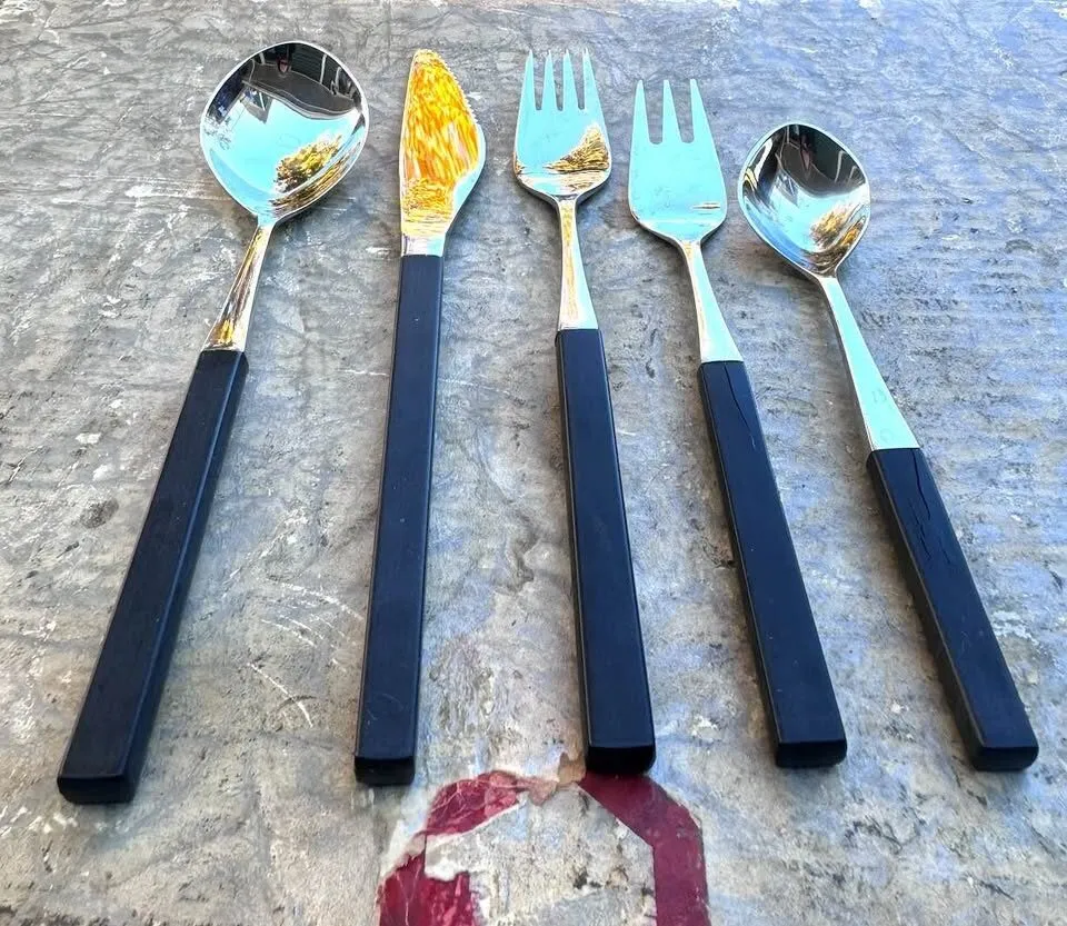 Lundtofte Opus Vintage Cutlery Set 39 Pieces Mid-Century Modern Black Handles - photo 4