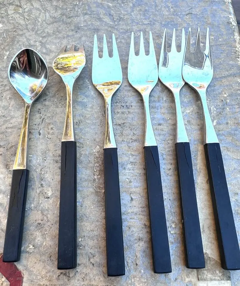 Lundtofte Opus Vintage Cutlery Set 39 Pieces Mid-Century Modern Black Handles - photo 5