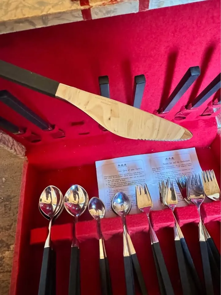 Lundtofte Opus Vintage Cutlery Set 39 Pieces Mid-Century Modern Black Handles - photo 7