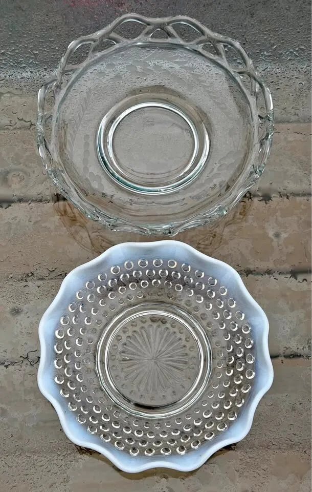 Vintage 1940s Glass Bowls - Clear Lace & Moonstone Hobnail (Priced Separately) - photo 1