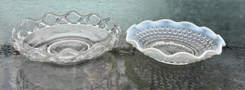Vintage 1940s Glass Bowls - Clear Lace & Moonstone Hobnail (Priced Separately) - photo 3
