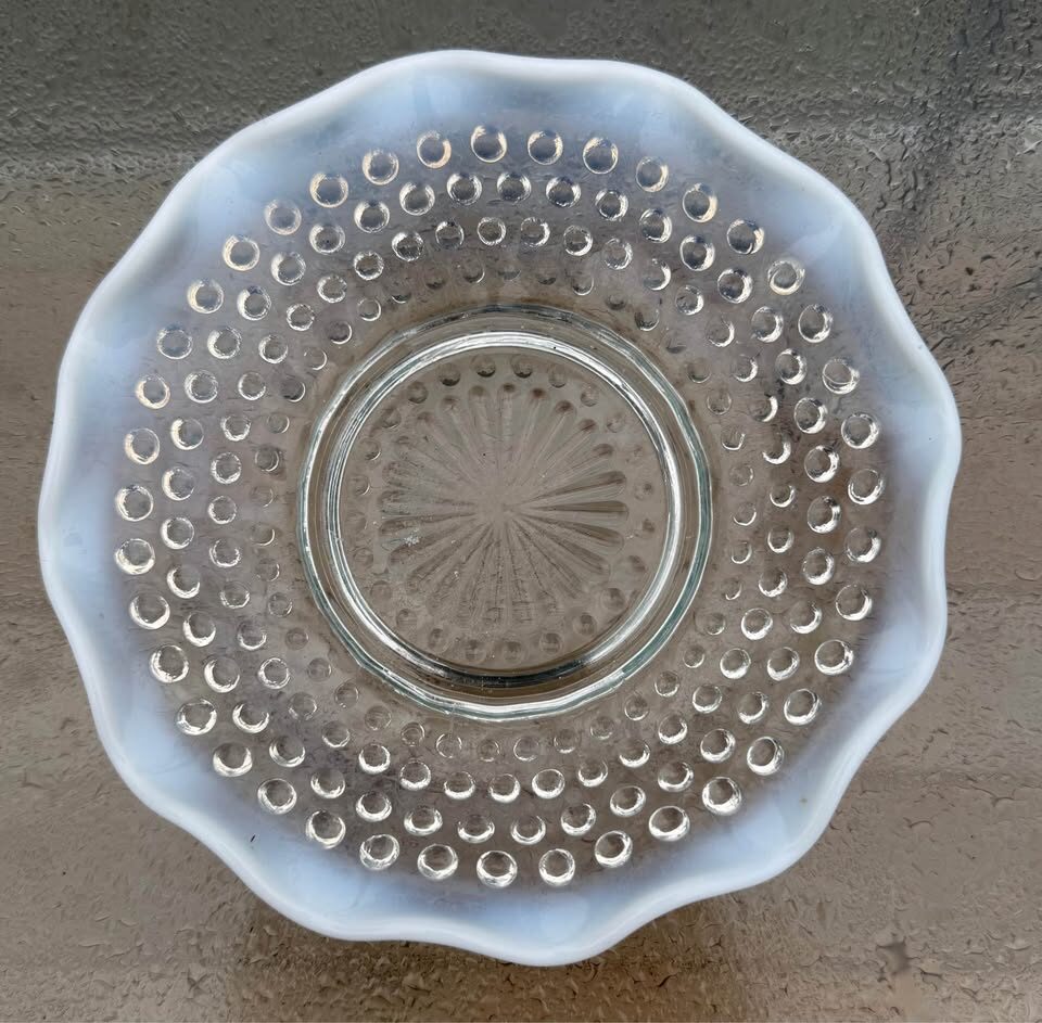 Vintage 1940s Glass Bowls - Clear Lace & Moonstone Hobnail (Priced Separately) - photo 5