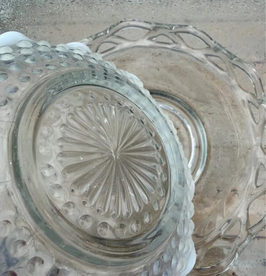 Vintage 1940s Glass Bowls - Clear Lace & Moonstone Hobnail (Priced Separately) - photo 8