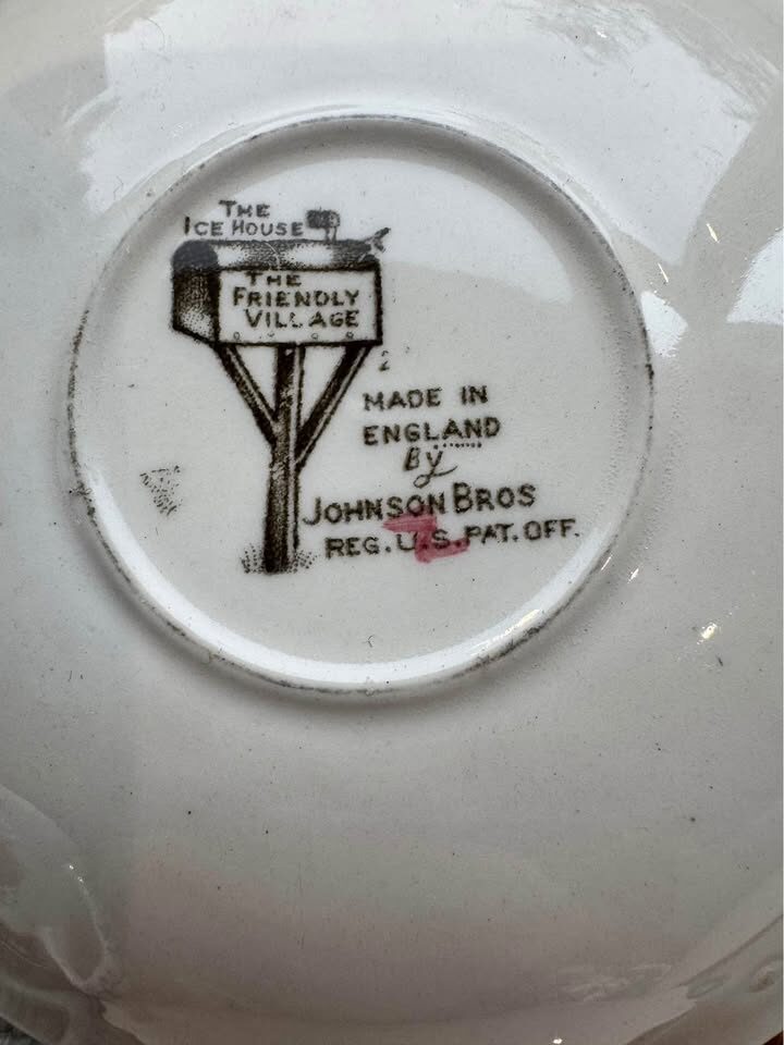 Vintage Johnson Bros Friendly Village Tea Cups & Saucers Set of 4 Made in England, Ice House - photo 6