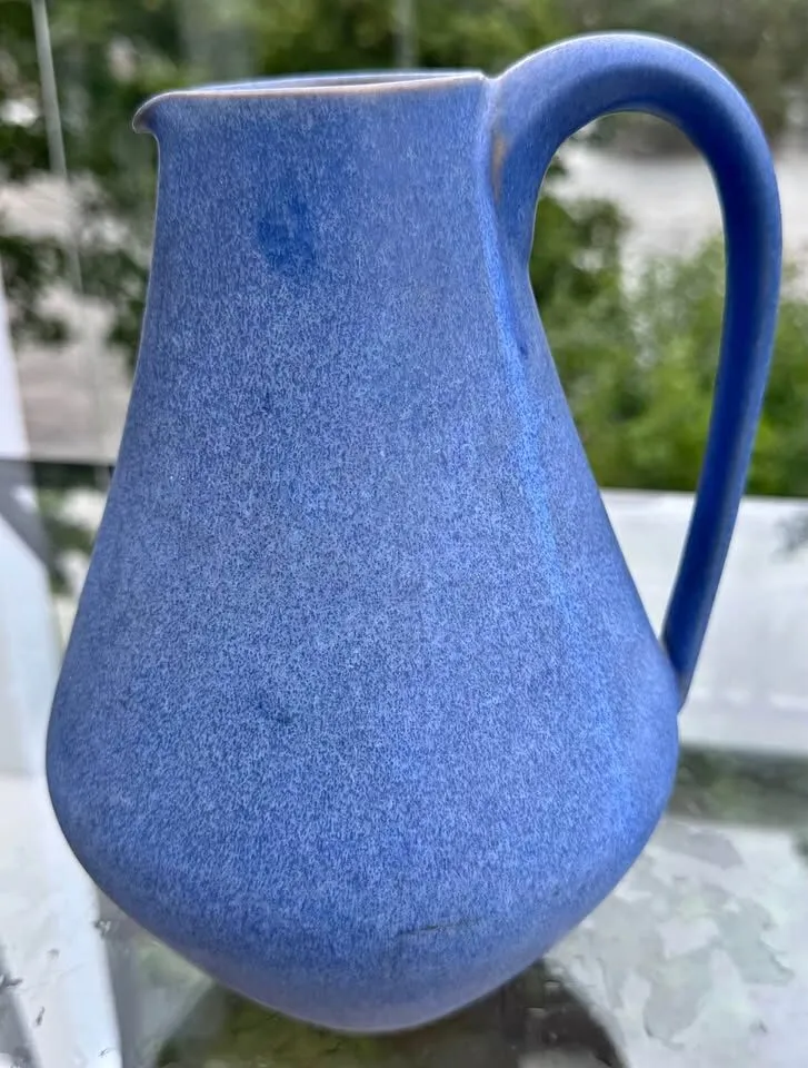 Mid Century Modern Blue Ceramic Carafe Vase Germany - photo 1