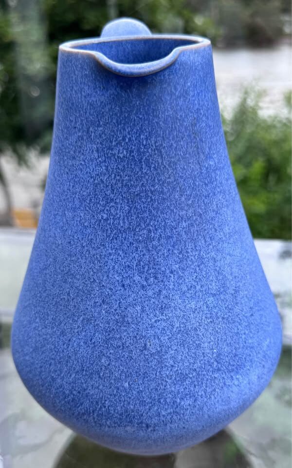 Mid Century Modern Blue Ceramic Carafe Vase Germany - photo 4
