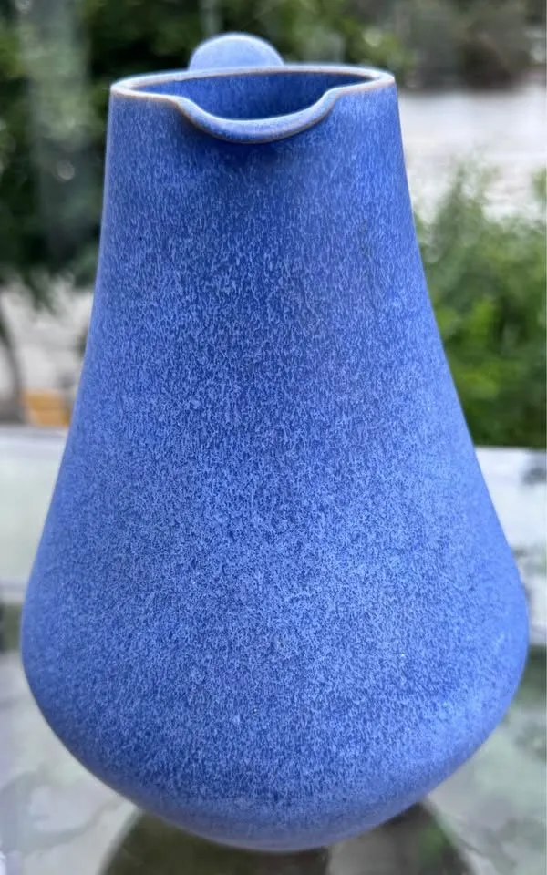 Mid Century Modern Blue Ceramic Carafe Vase Germany - photo 4