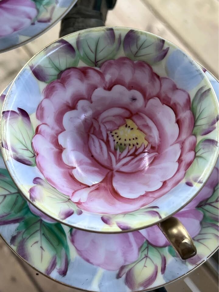 Vintage Ucagco Occupied Japan Peony Tea Set (5 Cups & Saucers) - Excellent Condition". - photo 6