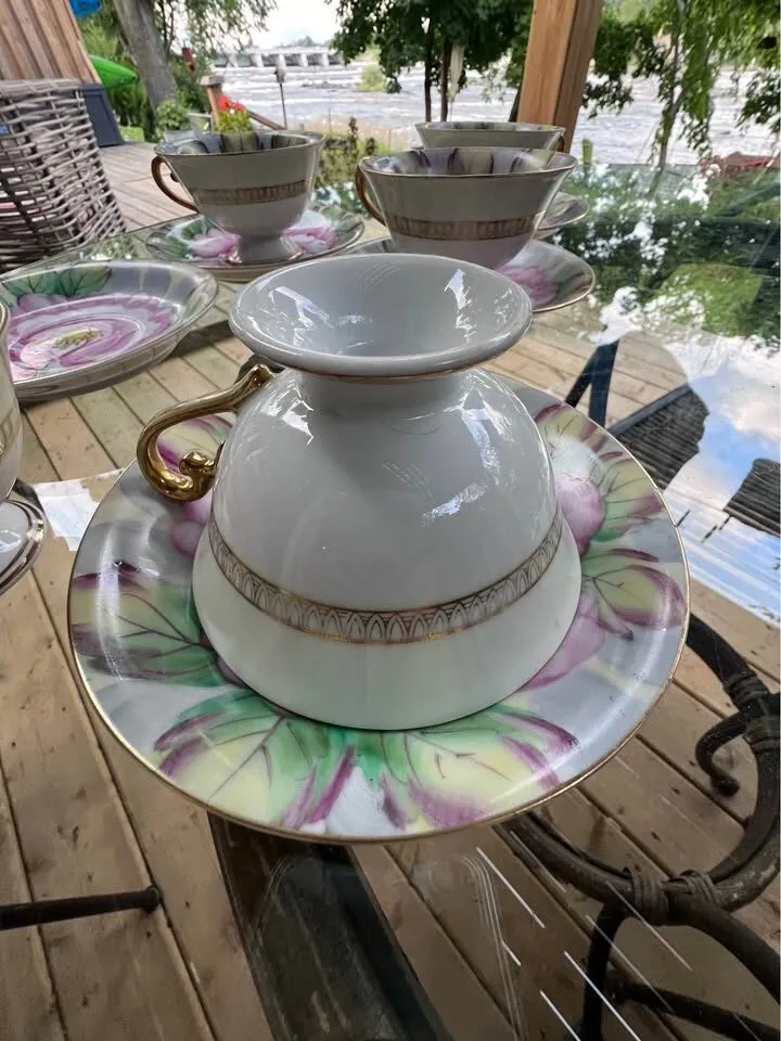 Vintage Ucagco Occupied Japan Peony Tea Set (5 Cups & Saucers) - Excellent Condition". - photo 7