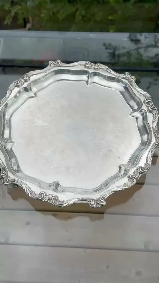 Vintage Wallace "La Reine" Silverplate Footed Serving Tray - Wedding Venue Decor! - photo 1